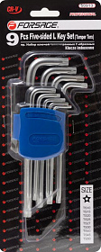 На сайте Трейдимпорт можно недорого купить Набор ключей Г-образных TORX 5-лучевых, 9 предметов(TS10, TS15, TS20, TS25, TS27, TS30, TS40, TS45, . 